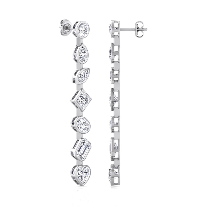 Multi Stone Bezel Tennis Earrings Lab Grown Diamond WG 4