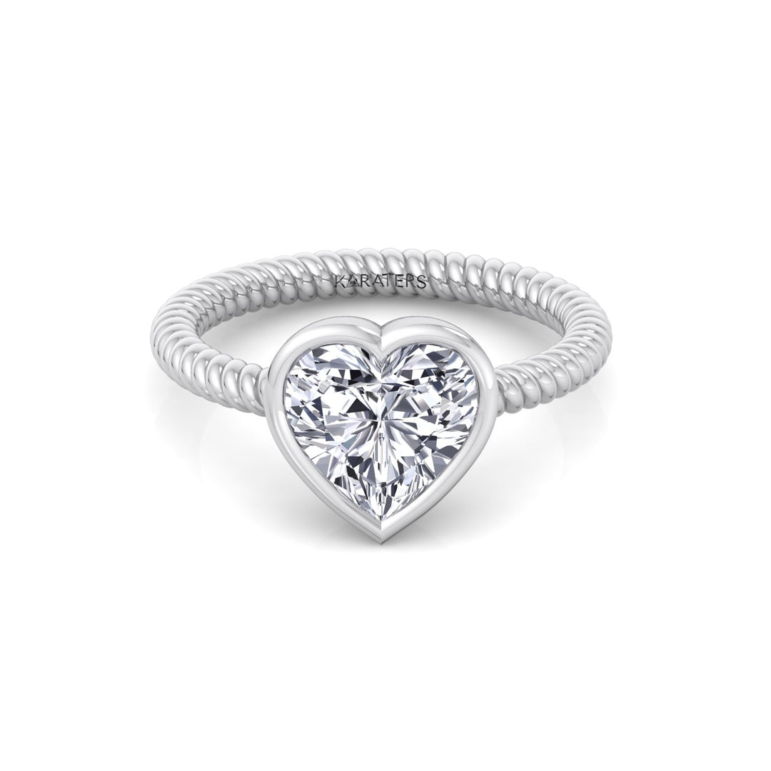 Heart Shape Twisted Rope Band Lab  Diamond Ring WG 4