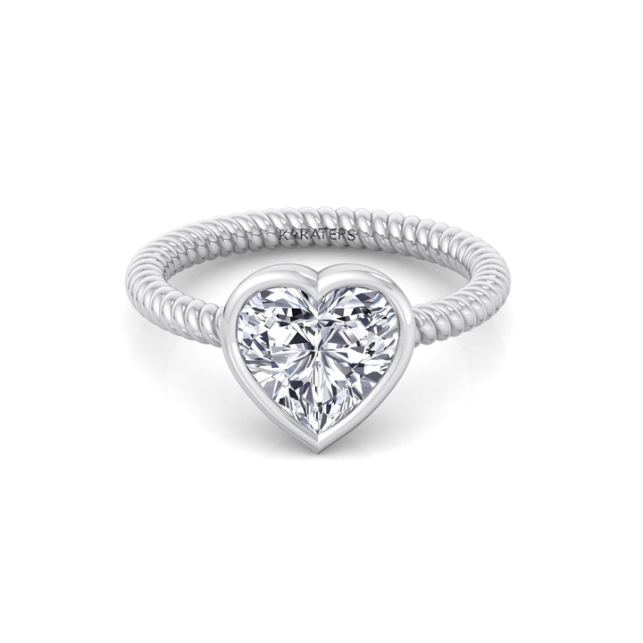 Heart Shape Twisted Rope Band Lab  Diamond Ring WG 4