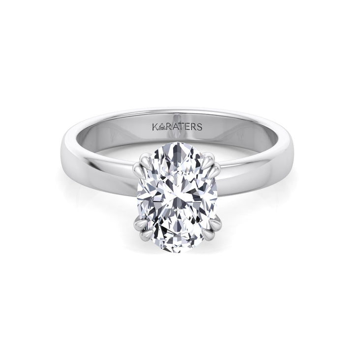 WG  Oval Shape Double Claw Prong Lab Grown Diamond Ring 3