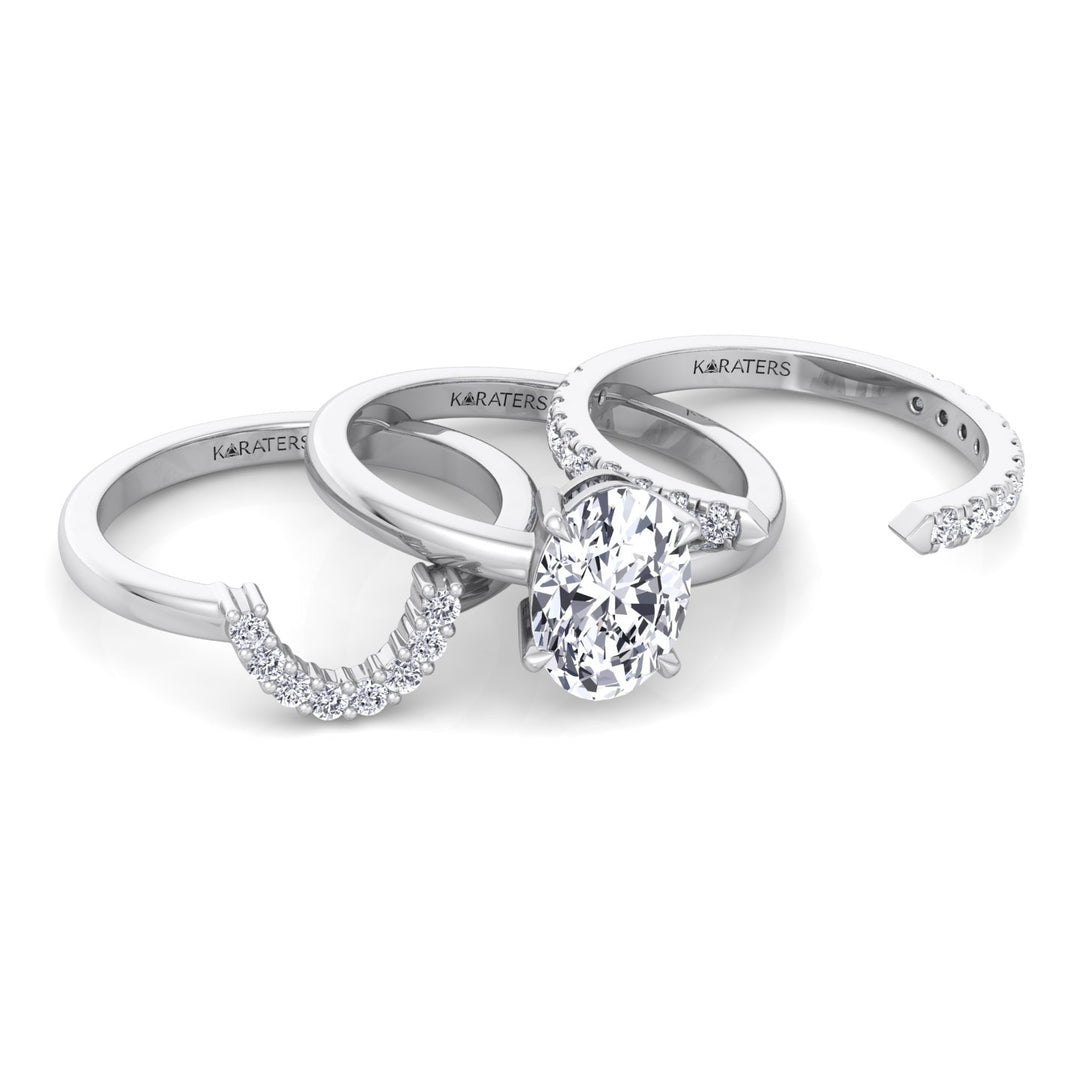 3.95CT Total Weight Oval Shape Lab Grown Diamond Wedding Set White Gold 14K
