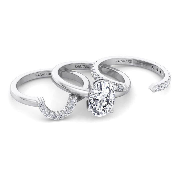 3.95CT Total Weight Oval Shape Lab Grown Diamond Wedding Set White Gold 14K