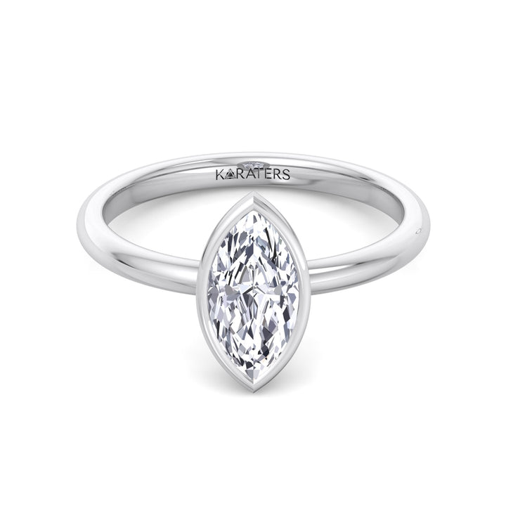 Bezel Set Marquise Shape Lab-Grown Diamond Engagement Ring