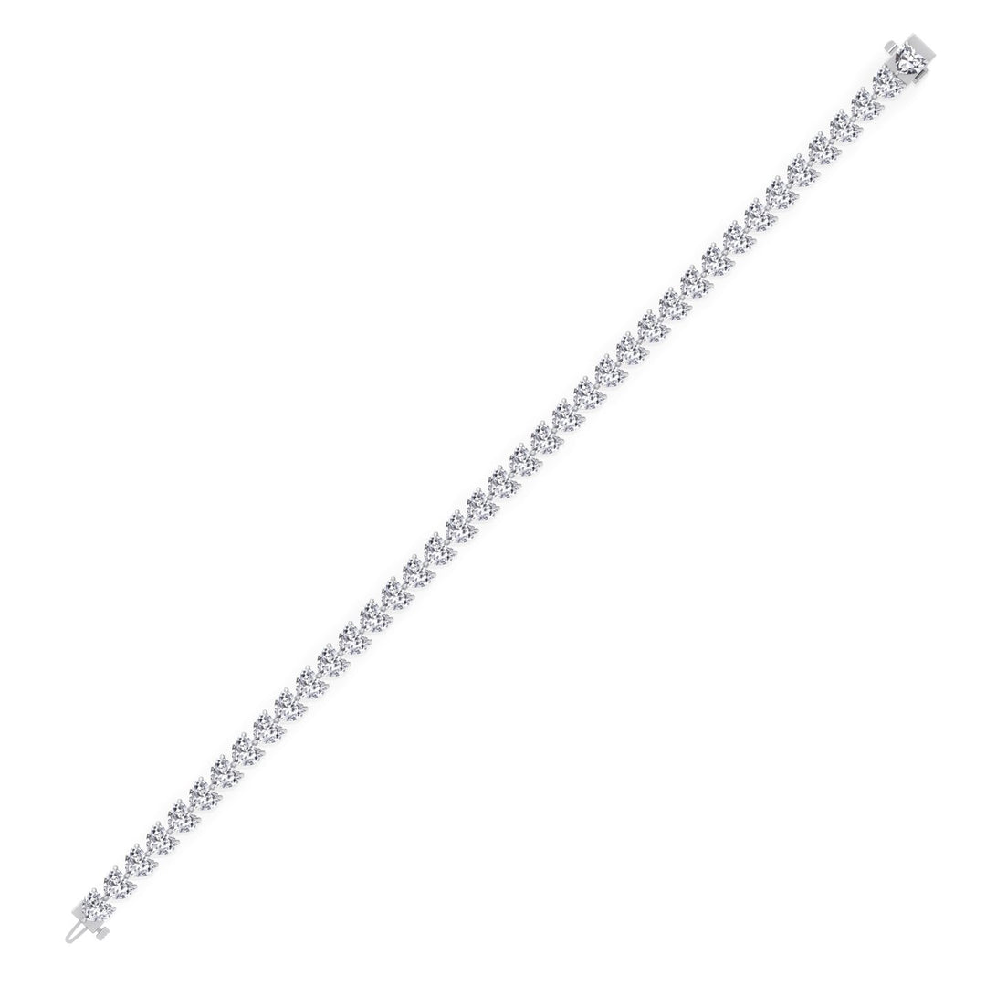 East to West Heart Shape Lab Grown Diamond Tennis Bracelet White Gold