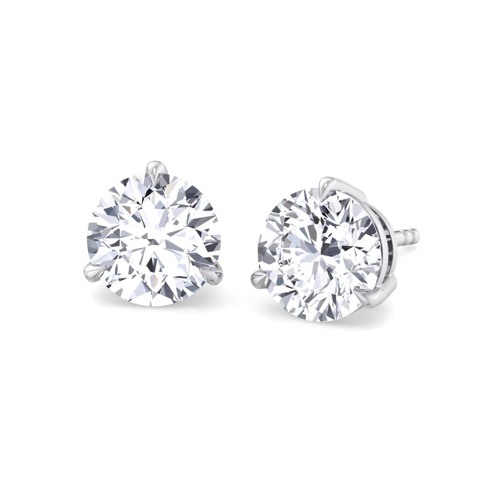 3 Prong Round Cut  Lab-Grown Diamond Studs WG 4