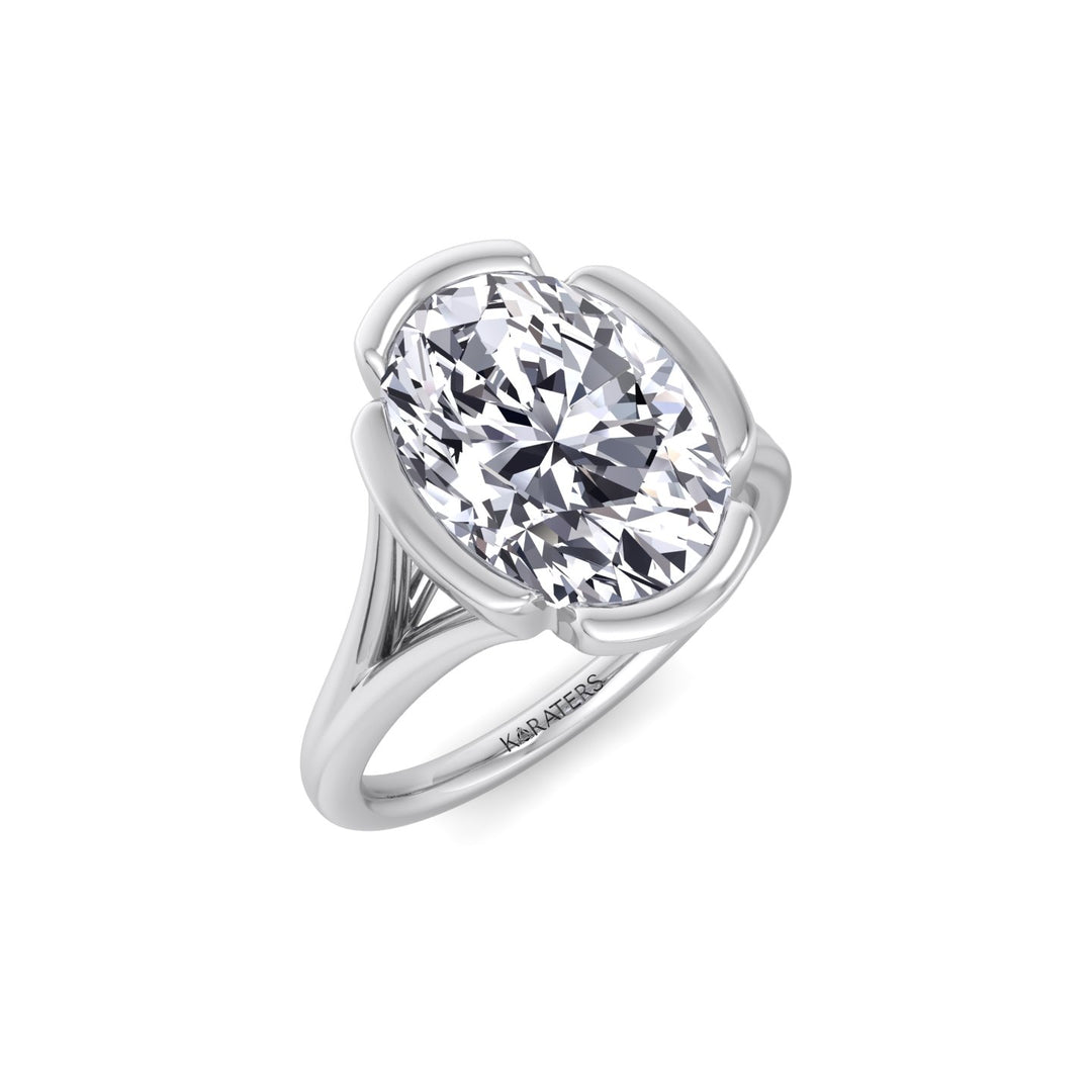 Oval Shape Lab-Grown Diamond Split Band Engagement Ring WG 2