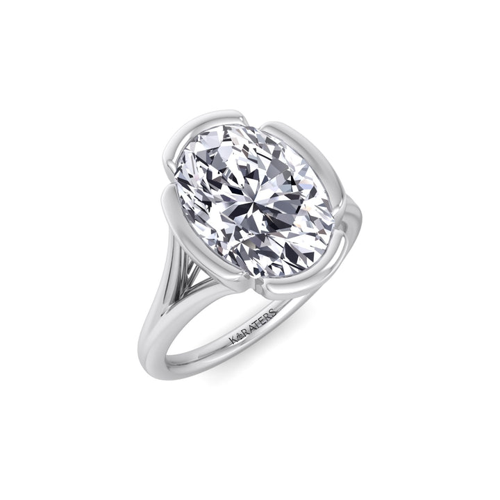 Oval Shape Lab-Grown Diamond Split Band Engagement Ring WG 2