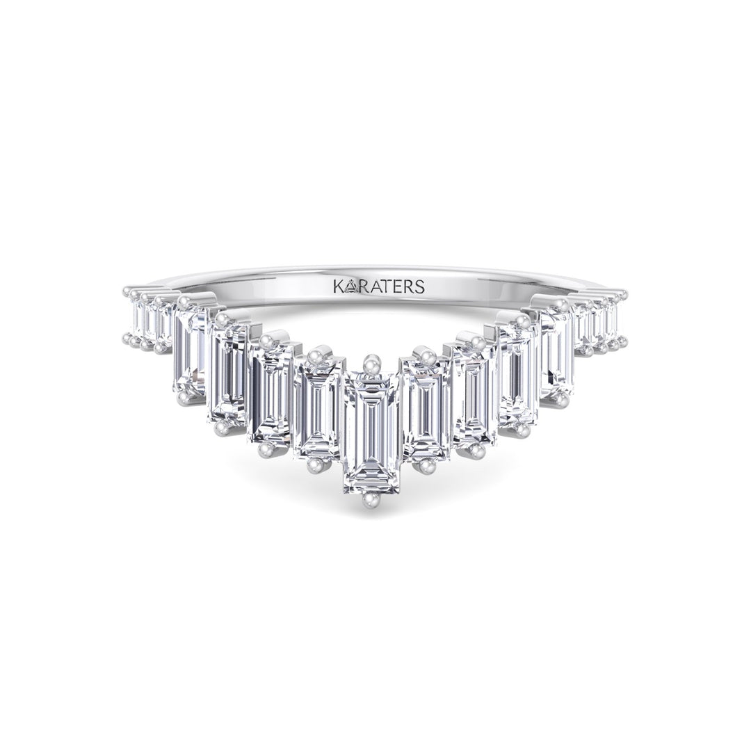 Baguette Lab Grown Diamond Wedding Band White Gold  18K 