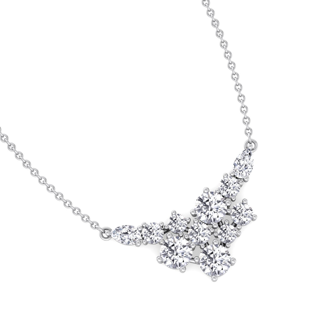 1.65CT Round Shape Cluster Natural Diamond Pendant Necklace White Gold 1.65ct