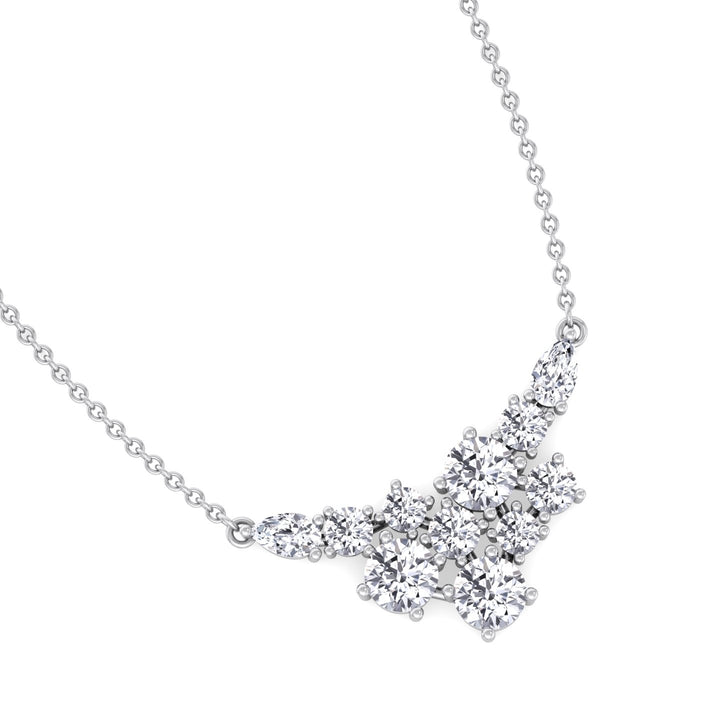 1.65CT Round Shape Cluster Natural Diamond Pendant Necklace White Gold 1.65ct