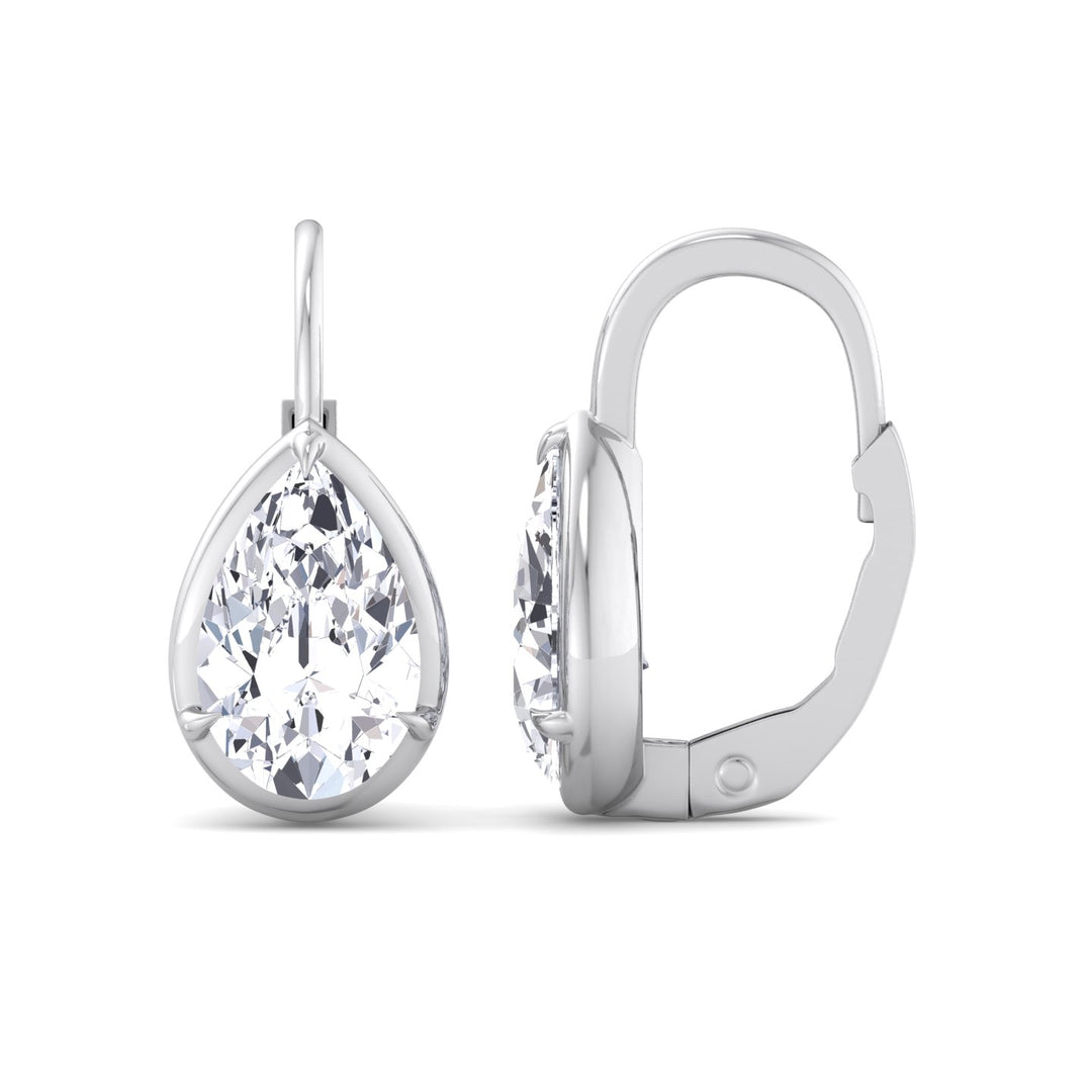 Pear Shape Lab Grown Diamond Solitaire Stud Dangle Earrings White Gold 14K 6CT