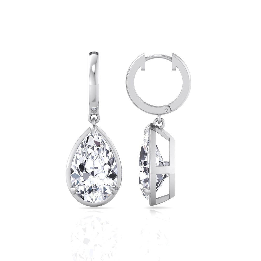 Pear Shape Lab Grown Diamond Drop Earrings WG 4