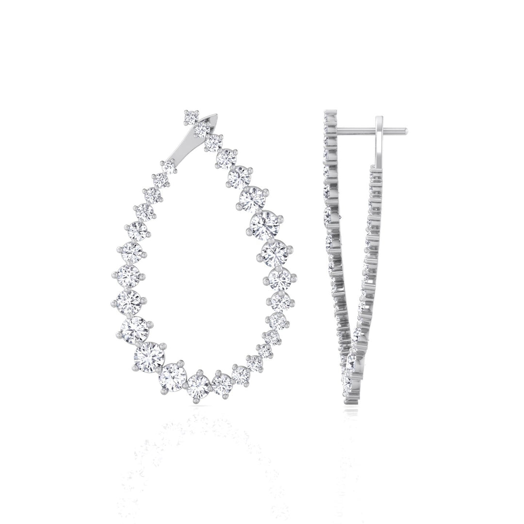 Round Teardrop Shape Lab-Grown Diamond Earrings WG 3