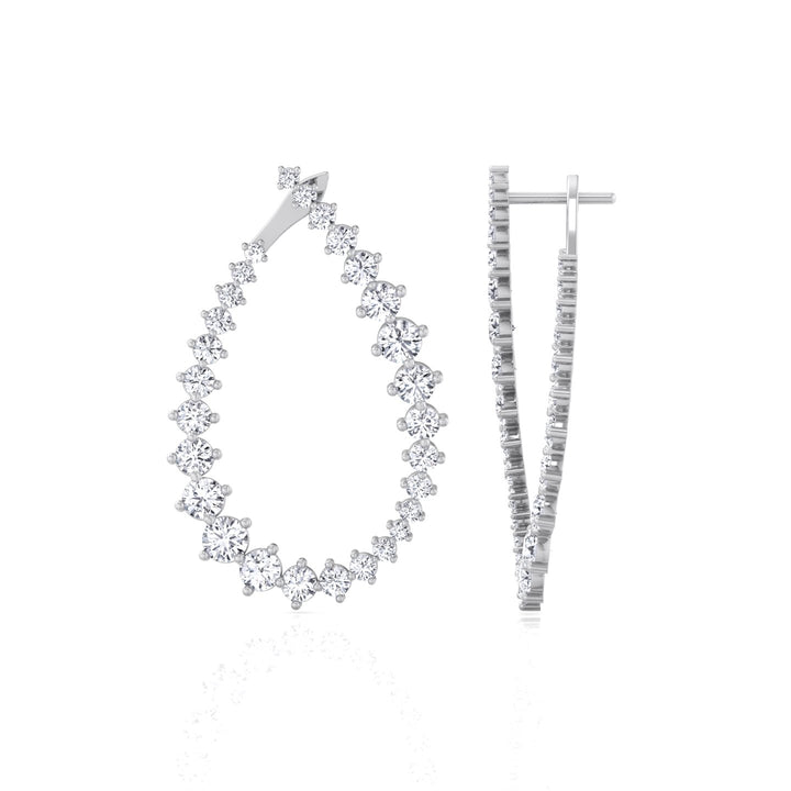 Round Teardrop Shape Lab-Grown Diamond Earrings WG 3