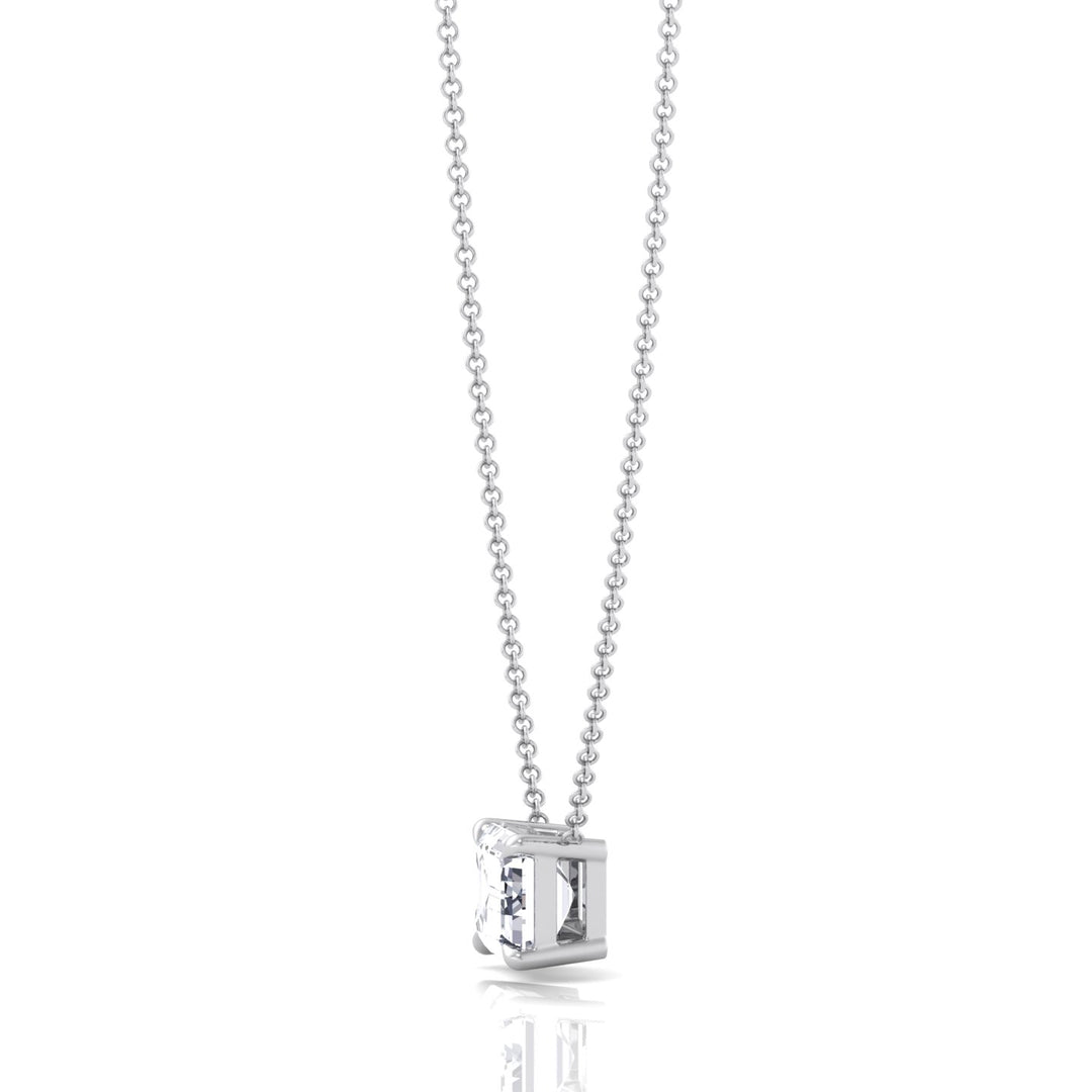 Floating Emerald Shape Lab Grown Diamond Pendant White Gold