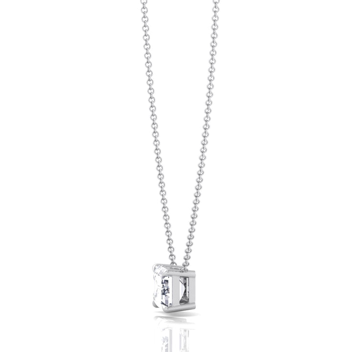 Floating Emerald Shape Lab Grown Diamond Pendant White Gold