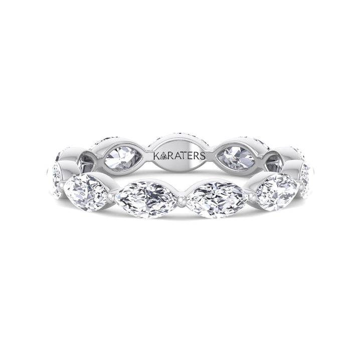 East West Marquise Shape Lab Grown Diamond Eternity Band White Gold 18K