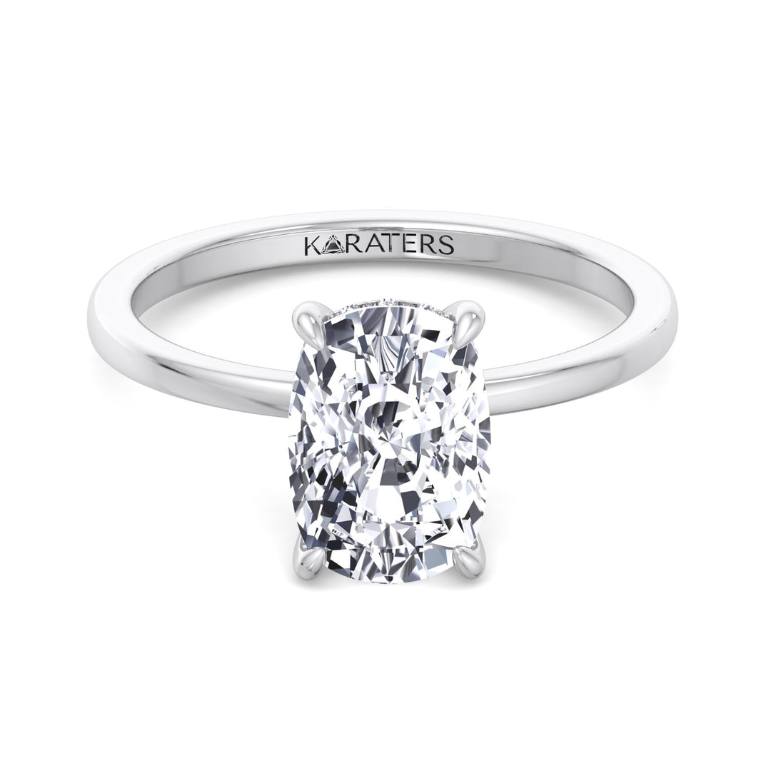 Two Tone Elongated Cushion Cut Solitaire Lab-Grown Diamond Engagement Ring