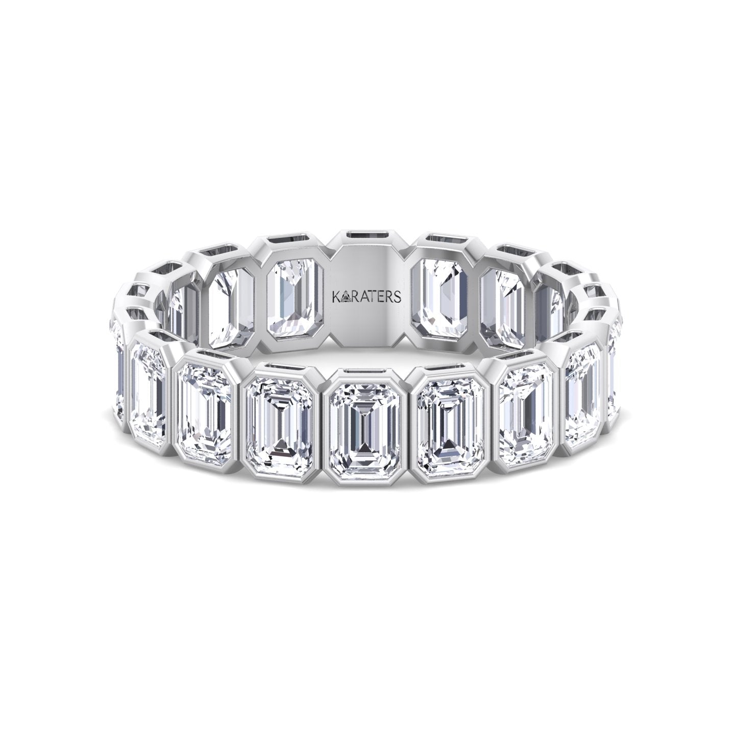 Bezel Set Emerald Shape Lab Grown Diamond Eternity Band
