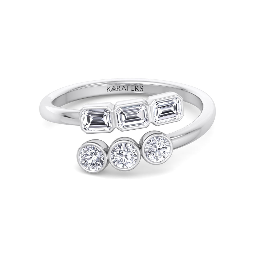 Round & Emerald Shape Wrap Around Lab-Grown Diamond Eternity Band WG 2