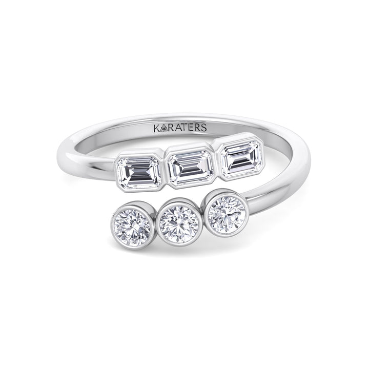 Round & Emerald Shape Wrap Around Lab-Grown Diamond Eternity Band WG 2