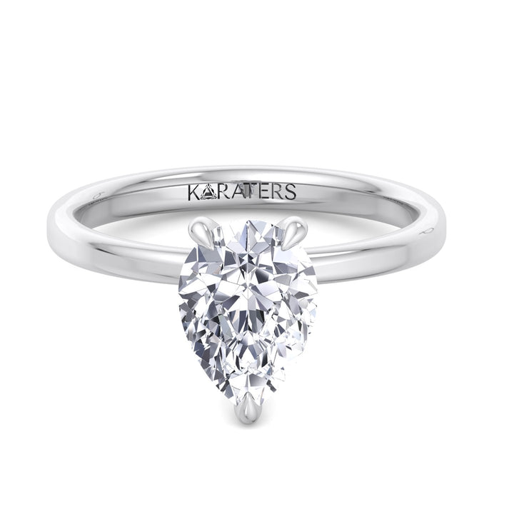 Pear Shape Lab Grown Diamond Engagement Ring with Sidestones