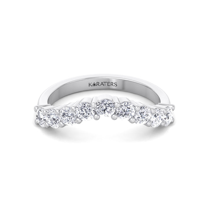WG Round Cut Curved Lab Grown Diamond Eternity Band 2