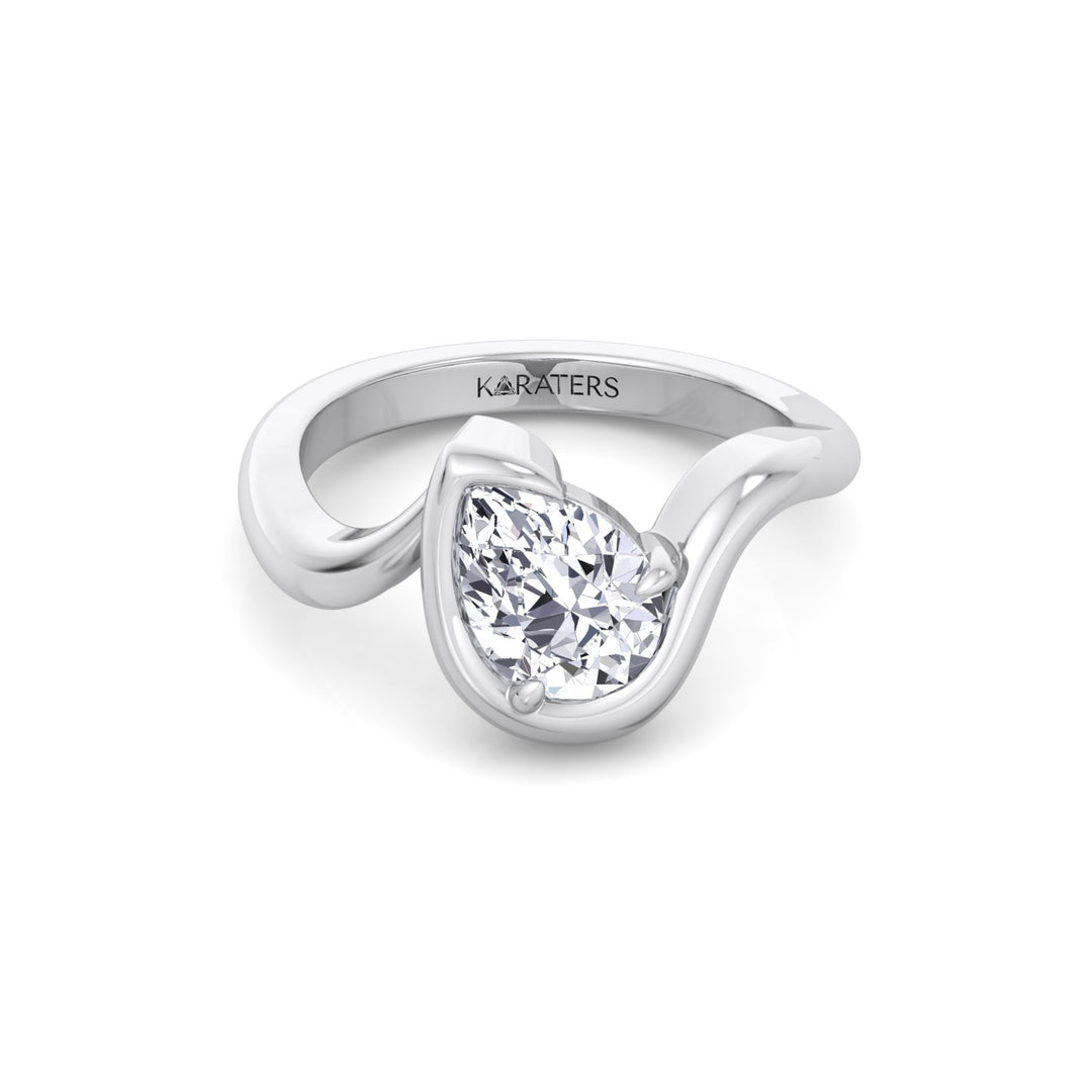 Pear Shape Lab Grown Diamond Twist Band Engagement Ring WG 