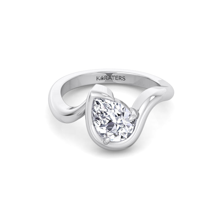 Pear Shape Lab Grown Diamond Twist Band Engagement Ring WG 