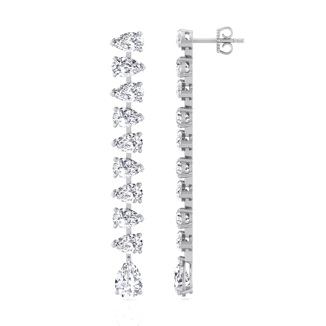 Pear Shape Tennis Drop Earrings Lab Grown Diamond lifestyle WG 5