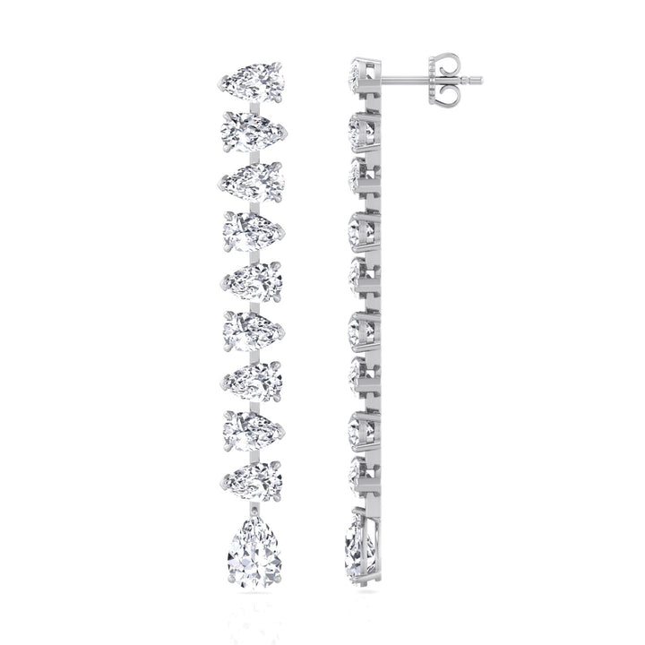 Pear Shape Tennis Drop Earrings Lab Grown Diamond lifestyle WG 5
