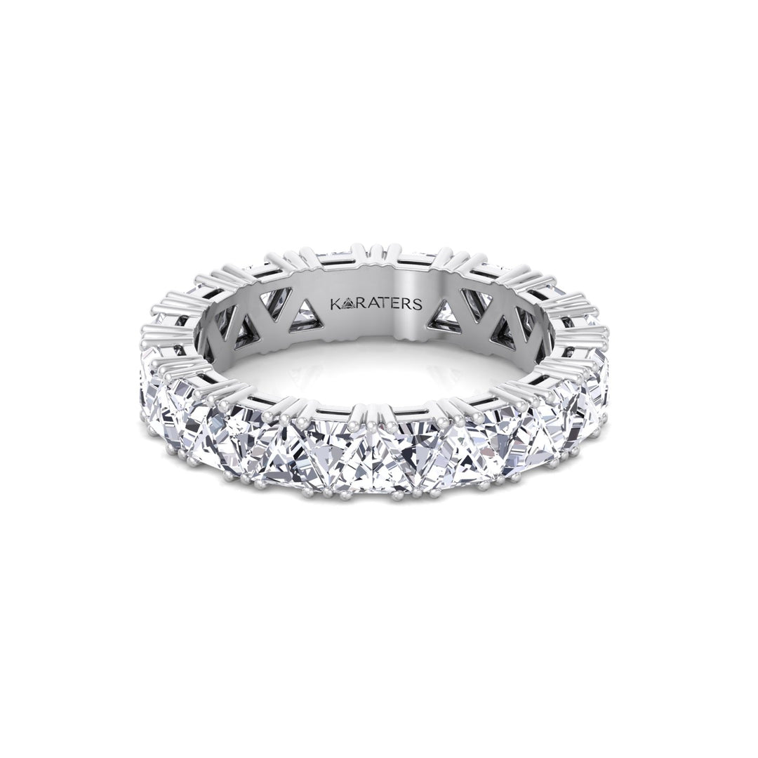 Trillion Cut Lab Grown Diamond Eternity Band White Gold 14K