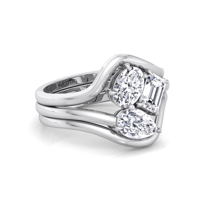 3CT Total Weight 3 Stone Lab Grown Diamond Wedding Set White Gold 14K