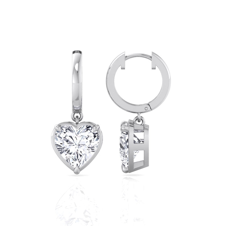 Heart Shape Lab Grown Diamond Dangle Earrings WG 5