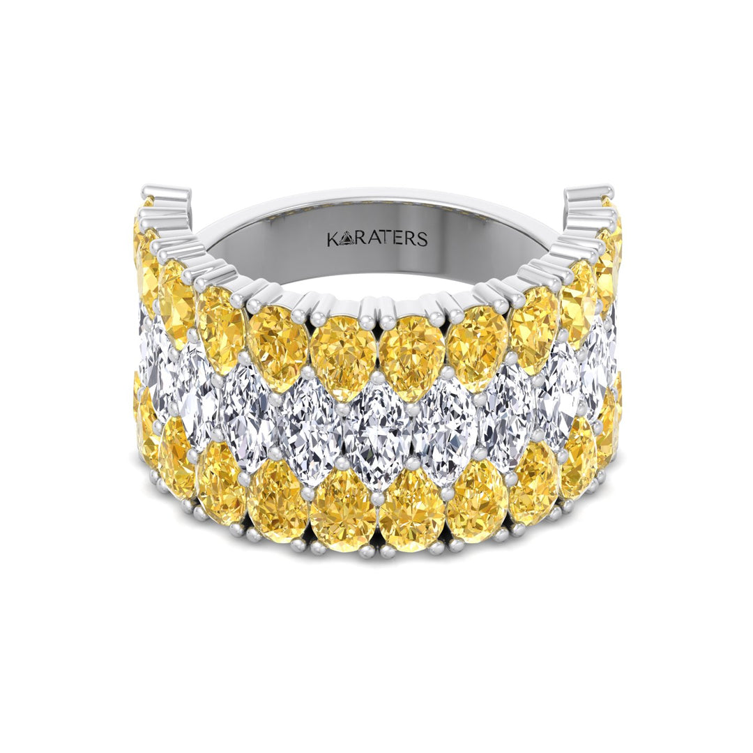 Pear Shape Fancy Yellow and Marquise Lab-Grown Diamond Cocktail Ring  WG 3