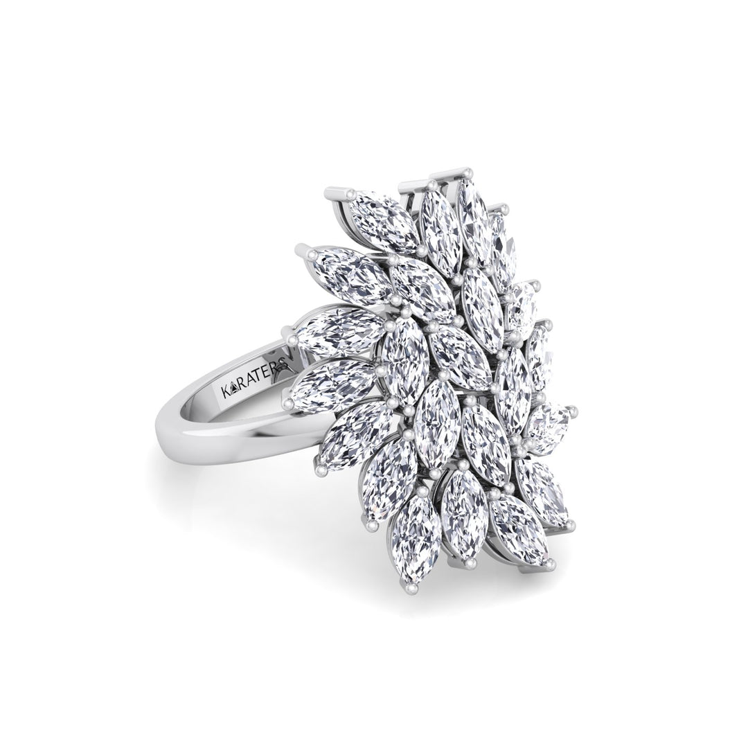 Marquise Cut Cluster Lab Grown Diamond Ring  WG 3