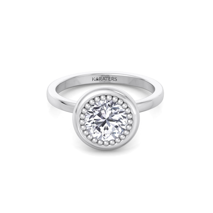 Halo Bezel Set Bubble with Round Shape Lab-Grown Diamond Engagement Ring White Gold 18K
