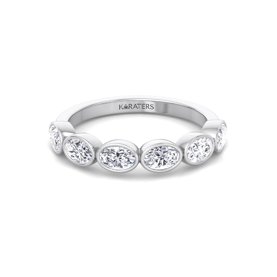 Bezel Set East To West Oval Shape Lab-Grown Diamond Halfway Eternity Band White Gold 14K