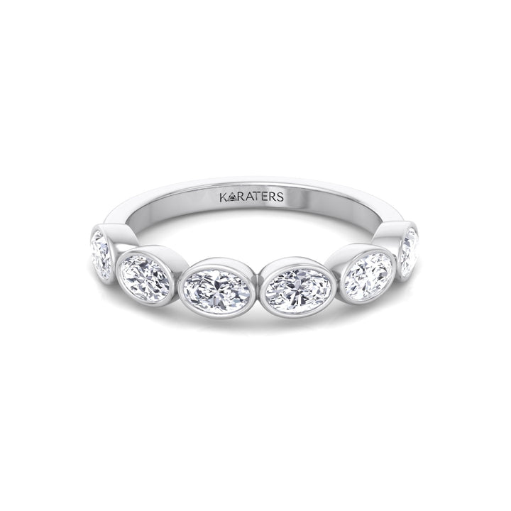 Bezel Set East To West Oval Shape Lab-Grown Diamond Halfway Eternity Band White Gold 14K
