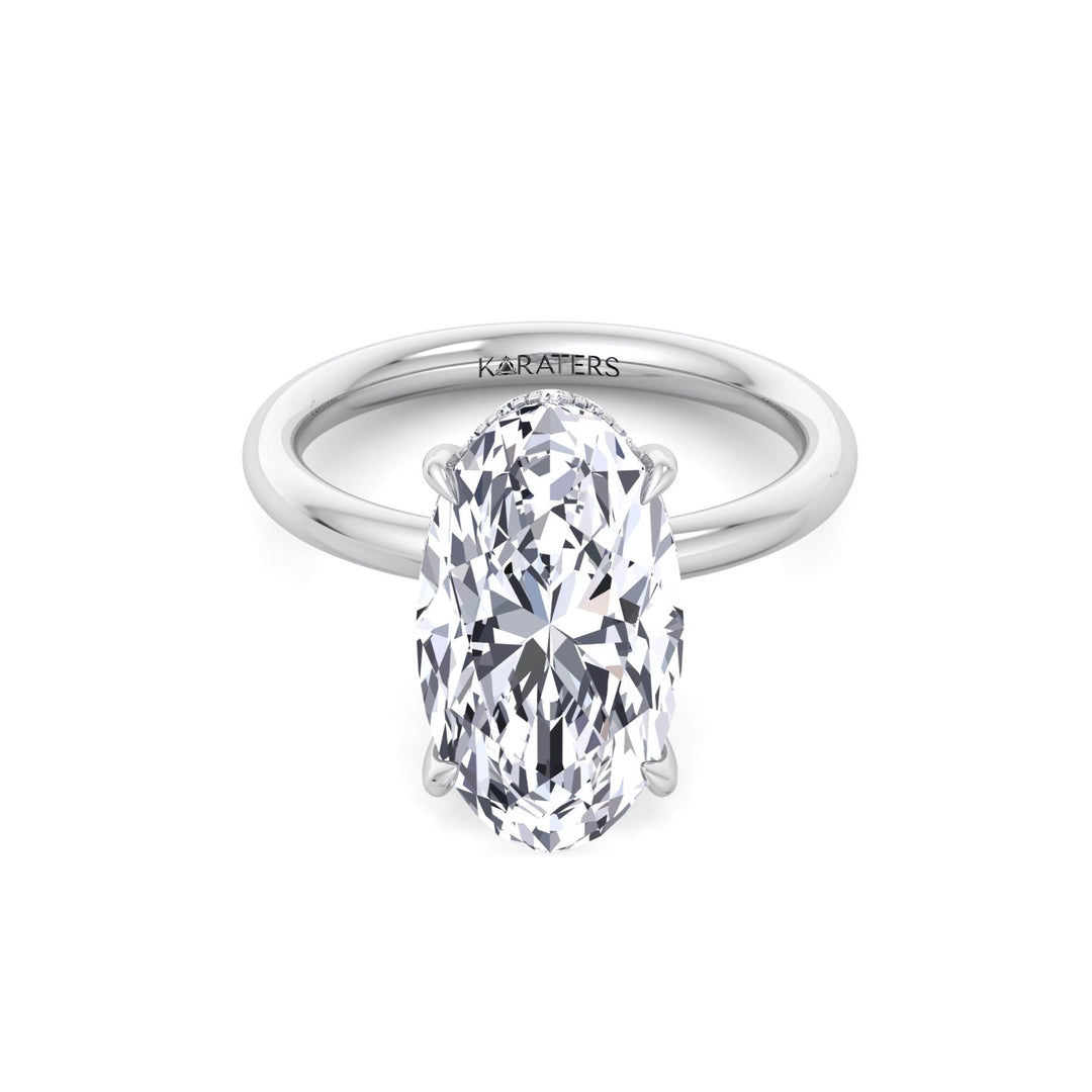 Moval Lab Grown Diamond Engagement Ring with Hidden Halo White Gold 14K