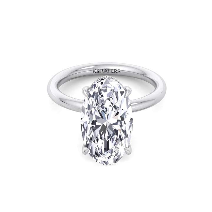 Moval Lab Grown Diamond Engagement Ring with Hidden Halo White Gold 14K
