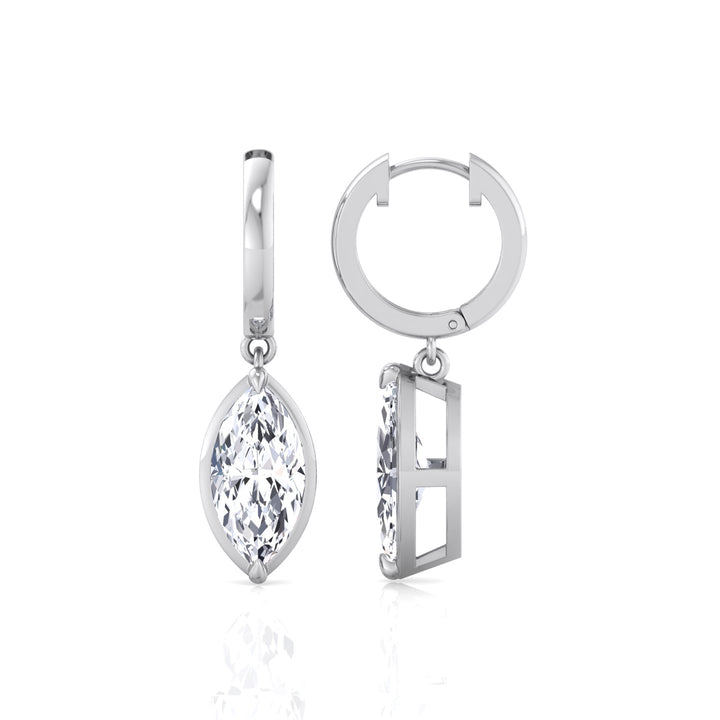 Marquise Shape Lab Grown Diamond Dangle Earrings WG 4
