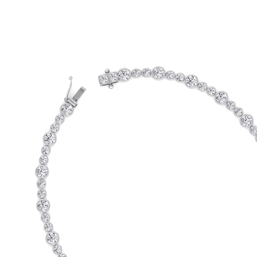 Round Bezel Big & Small Lab Grown Diamond Tennis Necklace WG 4