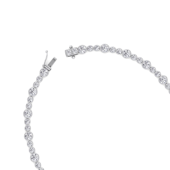 Round Bezel Big & Small Lab Grown Diamond Tennis Necklace WG 4