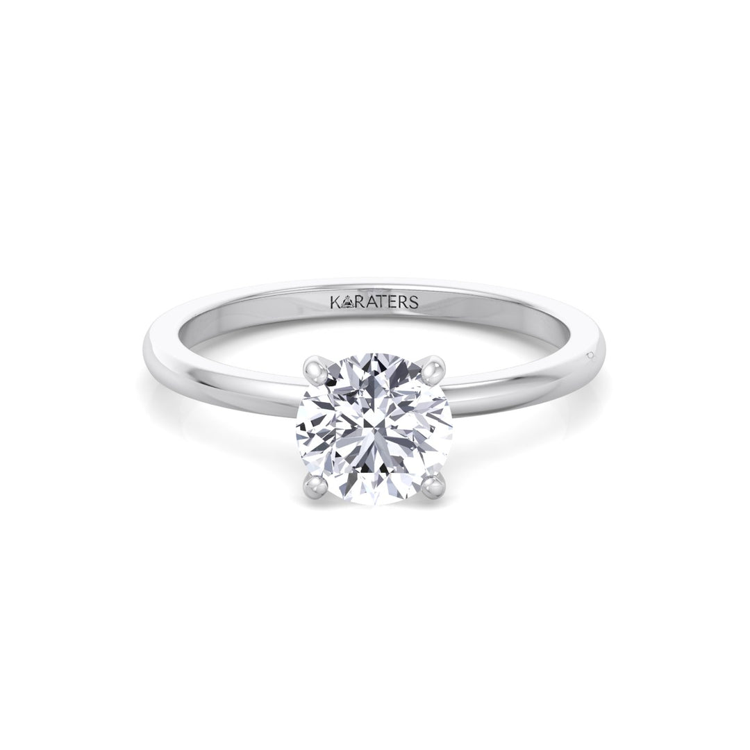 Two Tone Round Shape Solitaire Lab-Grown Diamond Engagement Ring White Gold 14K