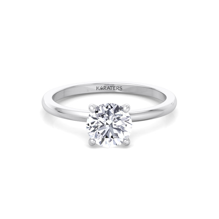 Two Tone Round Shape Solitaire Lab-Grown Diamond Engagement Ring White Gold 14K
