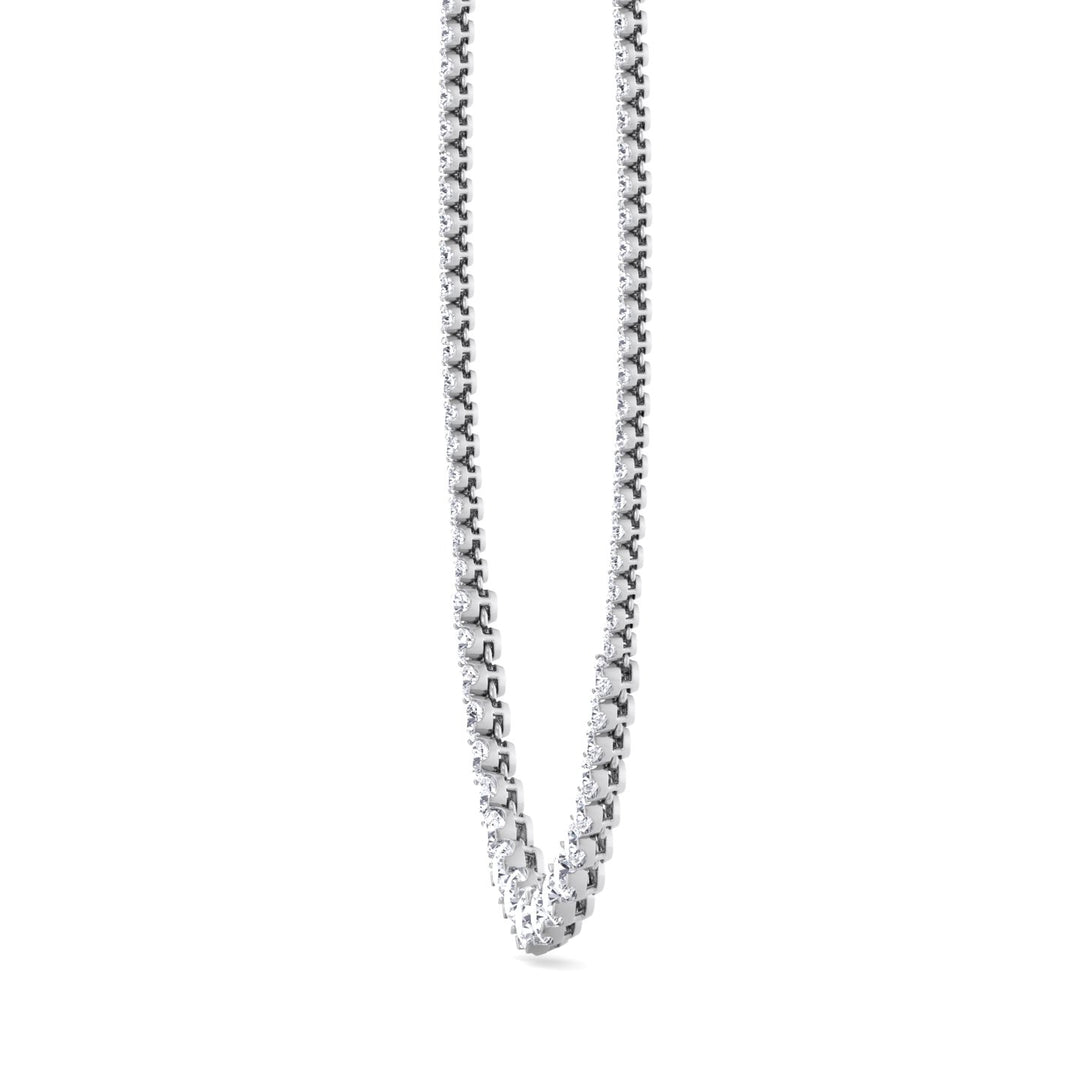 Buttercup Illusion Set Graduated Lab Grown Diamond Tennis Necklace White Gold