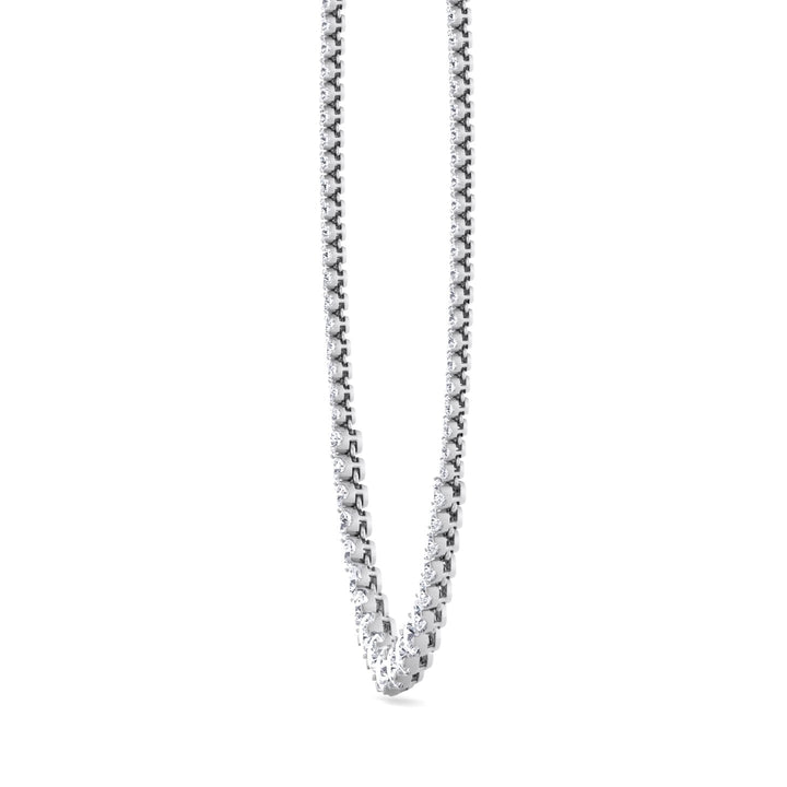 Buttercup Illusion Set Graduated Lab Grown Diamond Tennis Necklace White Gold