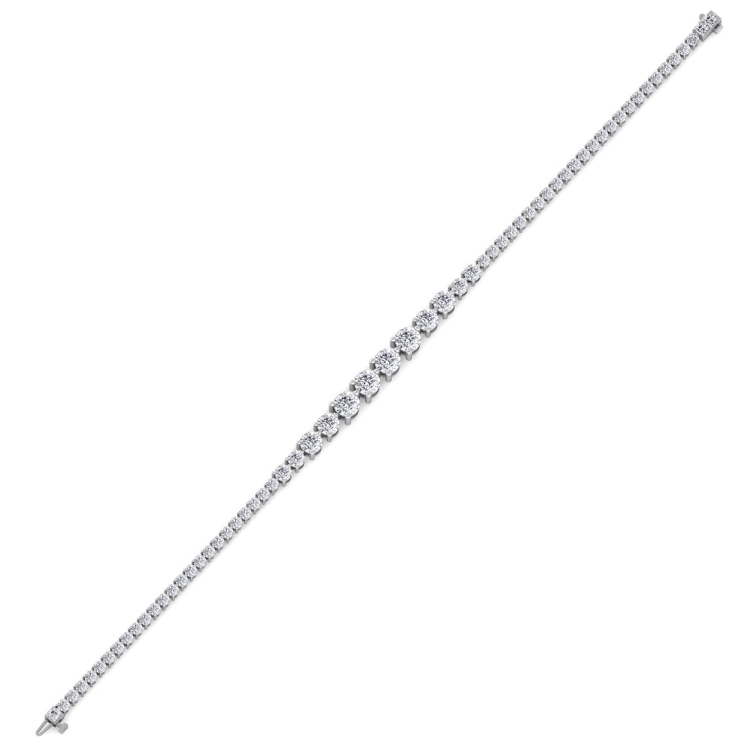 3-Prong Graduated Natural Diamond Tennis Bracelet White Gold 14K 18K