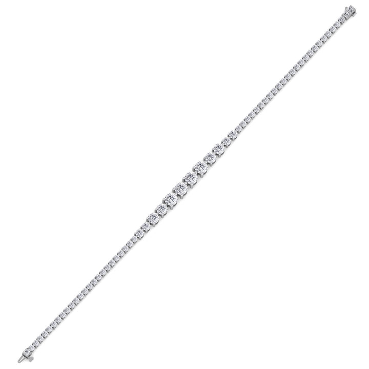 3-Prong Graduated Natural Diamond Tennis Bracelet White Gold 14K 18K